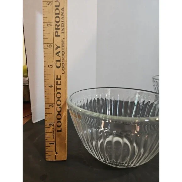 3 PYREX Ribbed Glass Nesting Mixing Bowls 3/6/10 Cups Clear #7401,7402, 7403 USA - Picture 10 of 16